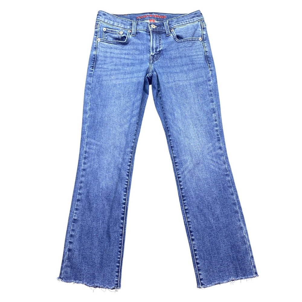 Lucky Brand Sweet Midrise Crop Jeans Blue Raw Hem Size 2/26 Grunge Preppy